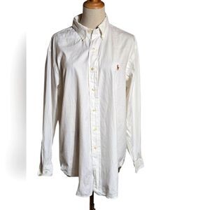 Ralph Lauren White Unisex Casual Crested Logo Button Down Shirt